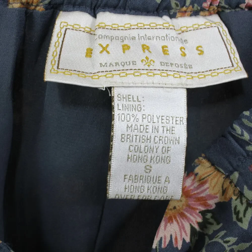EXPRESS Blue Vintage 1990s Floral Lined Mini Skirt - Picture 3 of 10